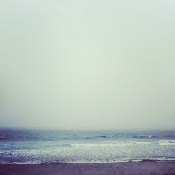 Stormy beach scene